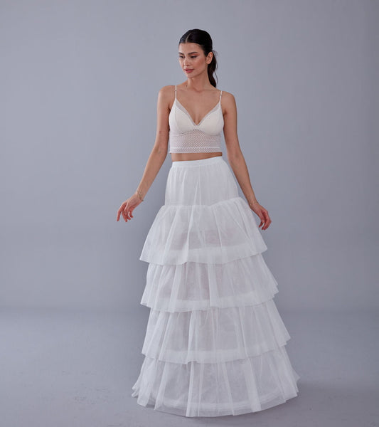 Mermaid Bridal Gown Underskirt, White Petticoat Skirt