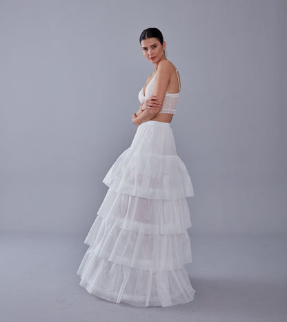 Mermaid Bridal Gown Underskirt, White Petticoat Skirt