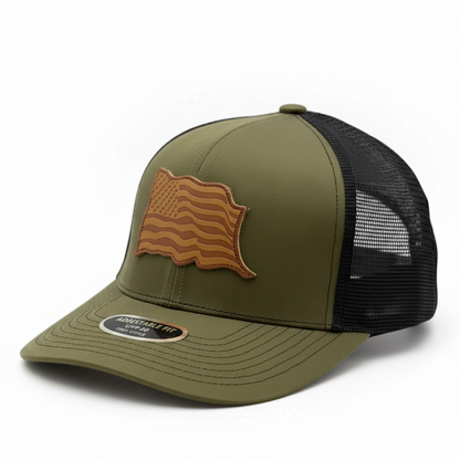 Wavy USA Flag Trucker Hat – Snapback