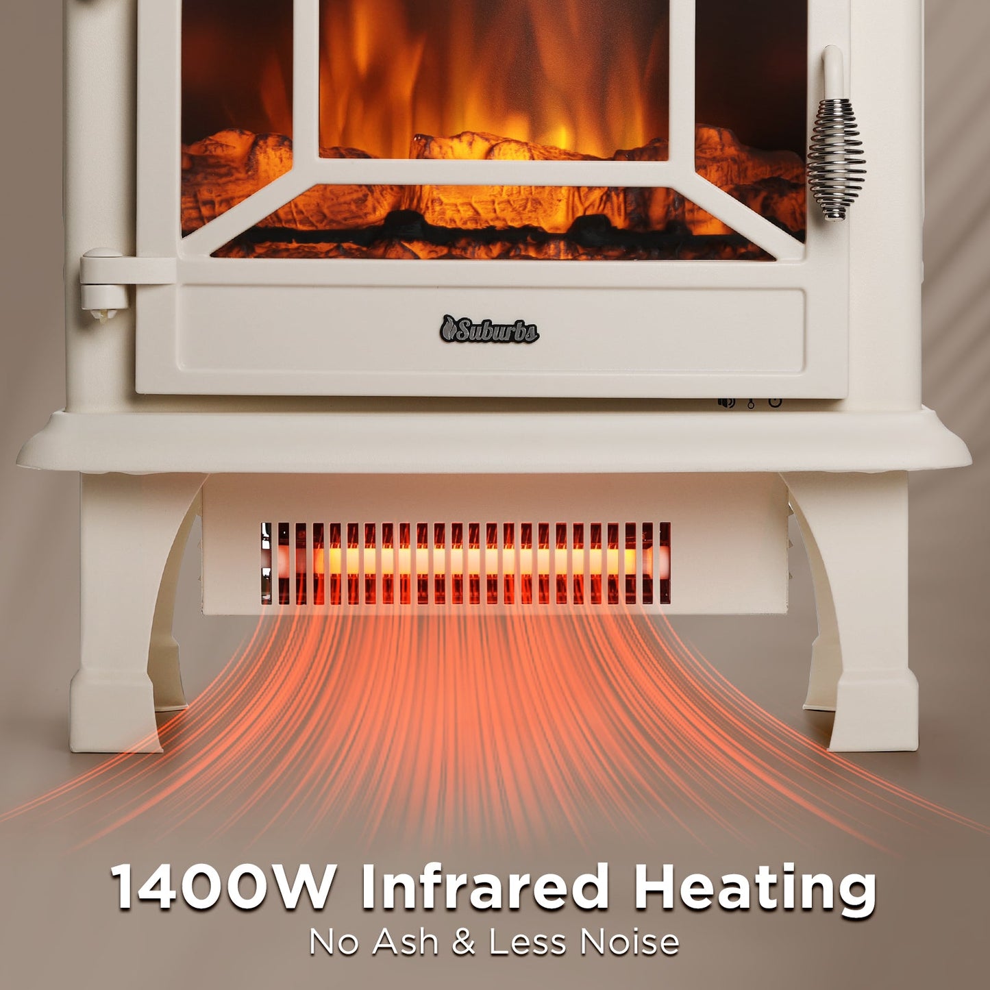 Suburbs TS20-SD Electric Fireplace Stove Heater with Sound