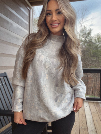 Tilly Oversized Light Camo Mockneck Crew