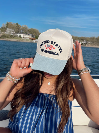 United States of America - Denim Blue Vintage Trucker Hat