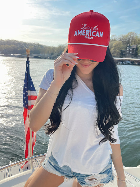 Living the American Dream - Red Vintage Trucker Hat