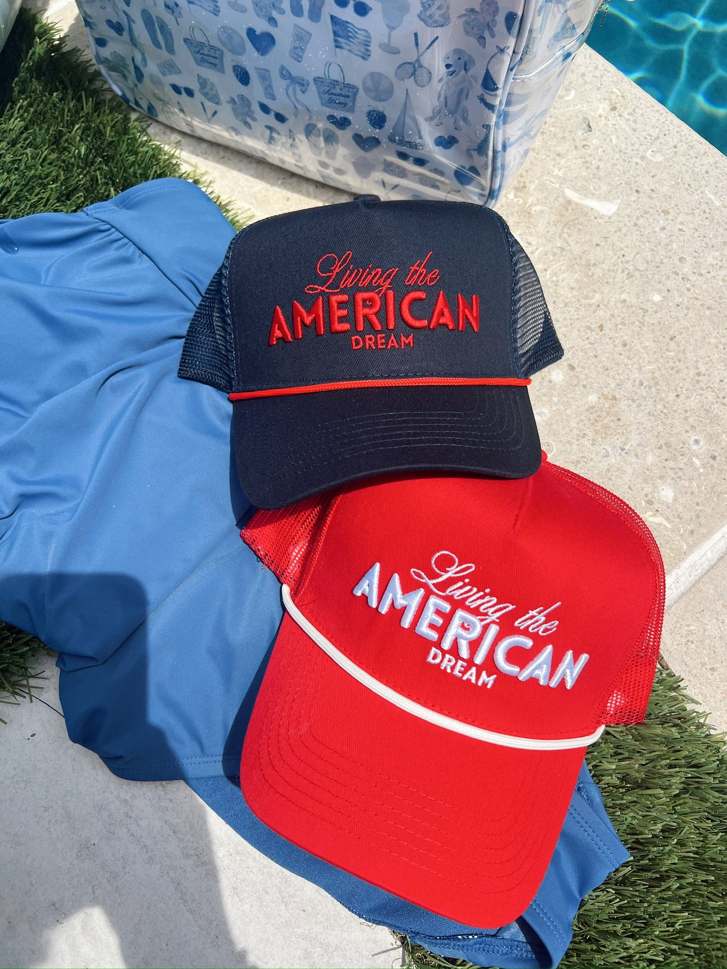 Living the American Dream - Red Vintage Trucker Hat