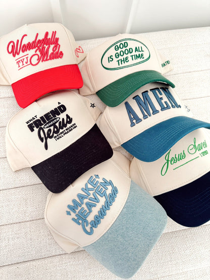 Friend in Jesus - Black Vintage Trucker Hat
