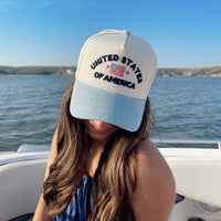 United States of America - Denim Blue Vintage Trucker Hat