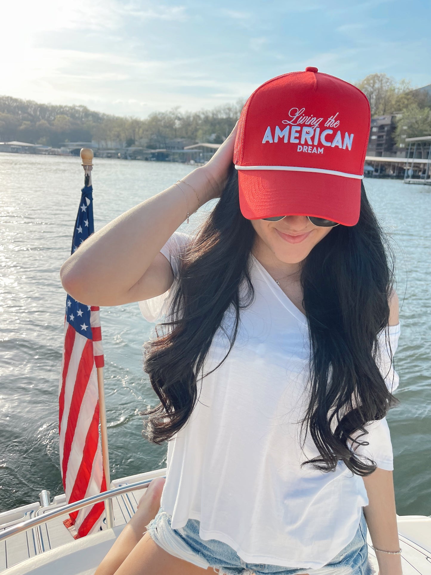 Living the American Dream - Red Vintage Trucker Hat