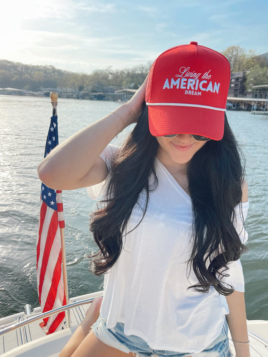 Living the American Dream - Red Vintage Trucker Hat