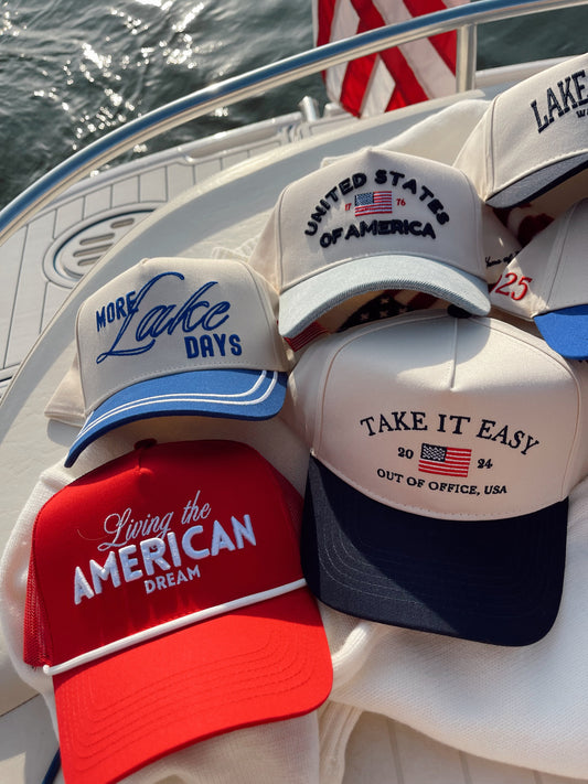 Living the American Dream - Red Vintage Trucker Hat