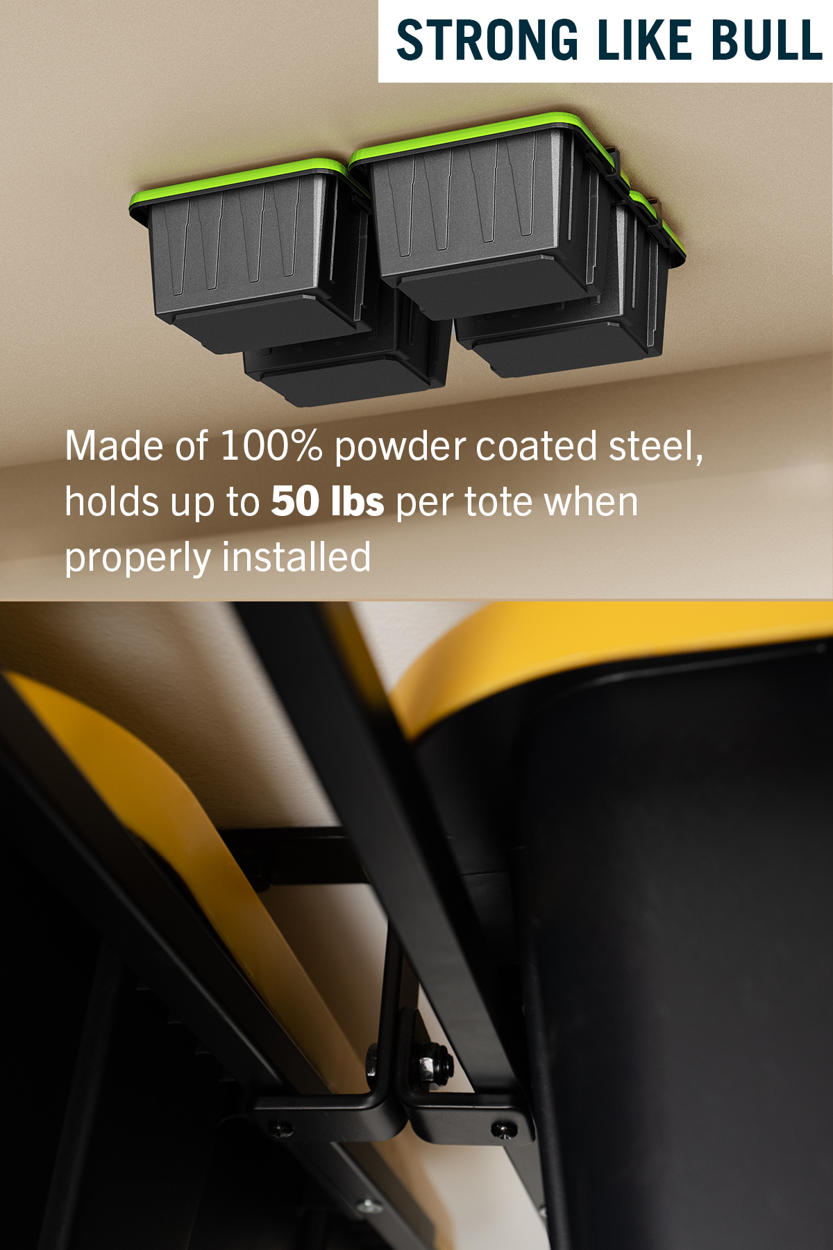 ToteLoft - 4 Bin - Ceiling Tote Storage | Up to 200 lbs