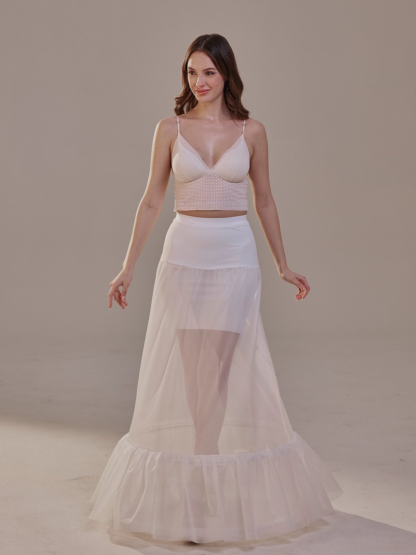 Trumpet Petticoat Skirt  with  Waist Corsage  , Bridal Crinoline Slip