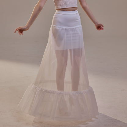 Trumpet Petticoat Skirt  with  Waist Corsage  , Bridal Crinoline Slip