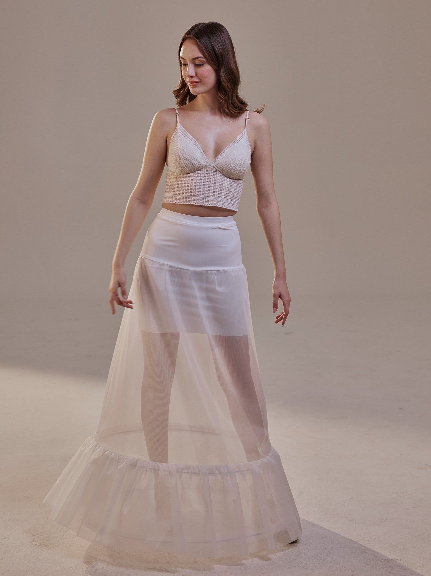 Trumpet Petticoat Skirt  with  Waist Corsage  , Bridal Crinoline Slip