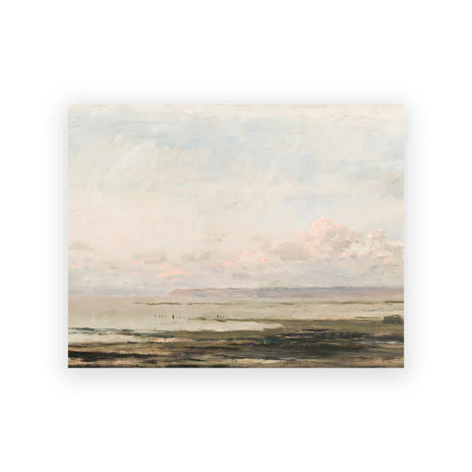 Vintage Seascape Canvas Painting Coastal Landscape Wall Pictures Pastel Beach Art Prints Living Room Farmhouse Nautical Decor