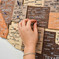 Wooden 3d Map of USA - Multicolor