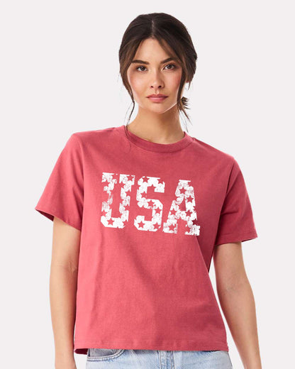 Distressed USA American Flag Mid-Length T-Shirt