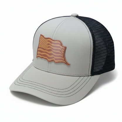 Wavy USA Flag Trucker Hat – Snapback