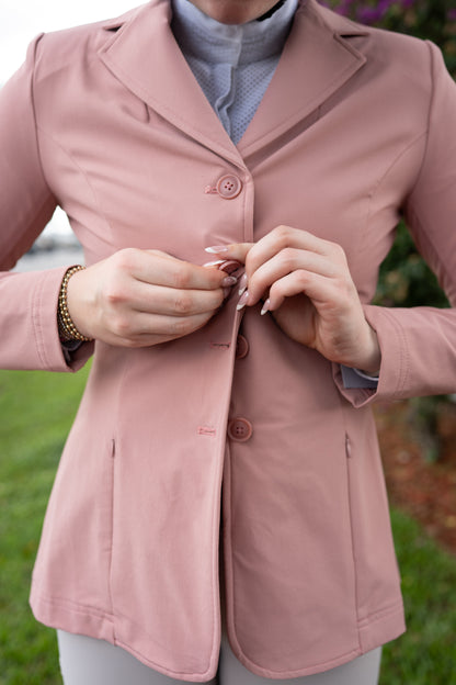 Grand Prix Quinn Show Jacket, 4 Button Front with Hidden Zipper Closure, Rose