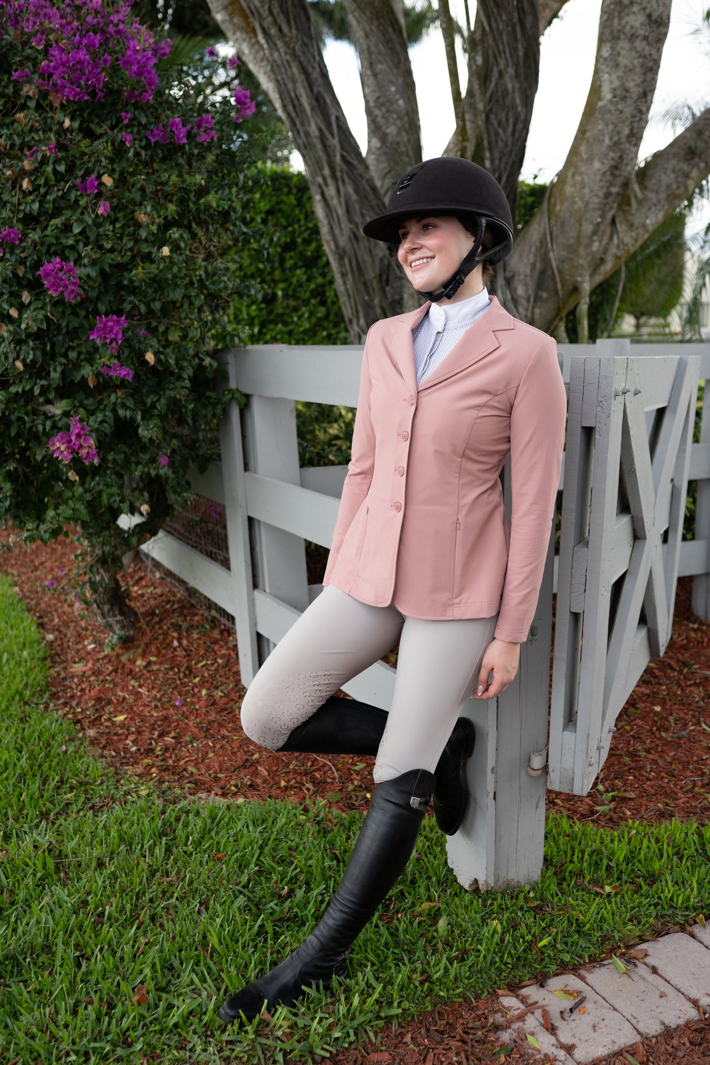 Grand Prix Quinn Show Jacket, 4 Button Front with Hidden Zipper Closure, Rose