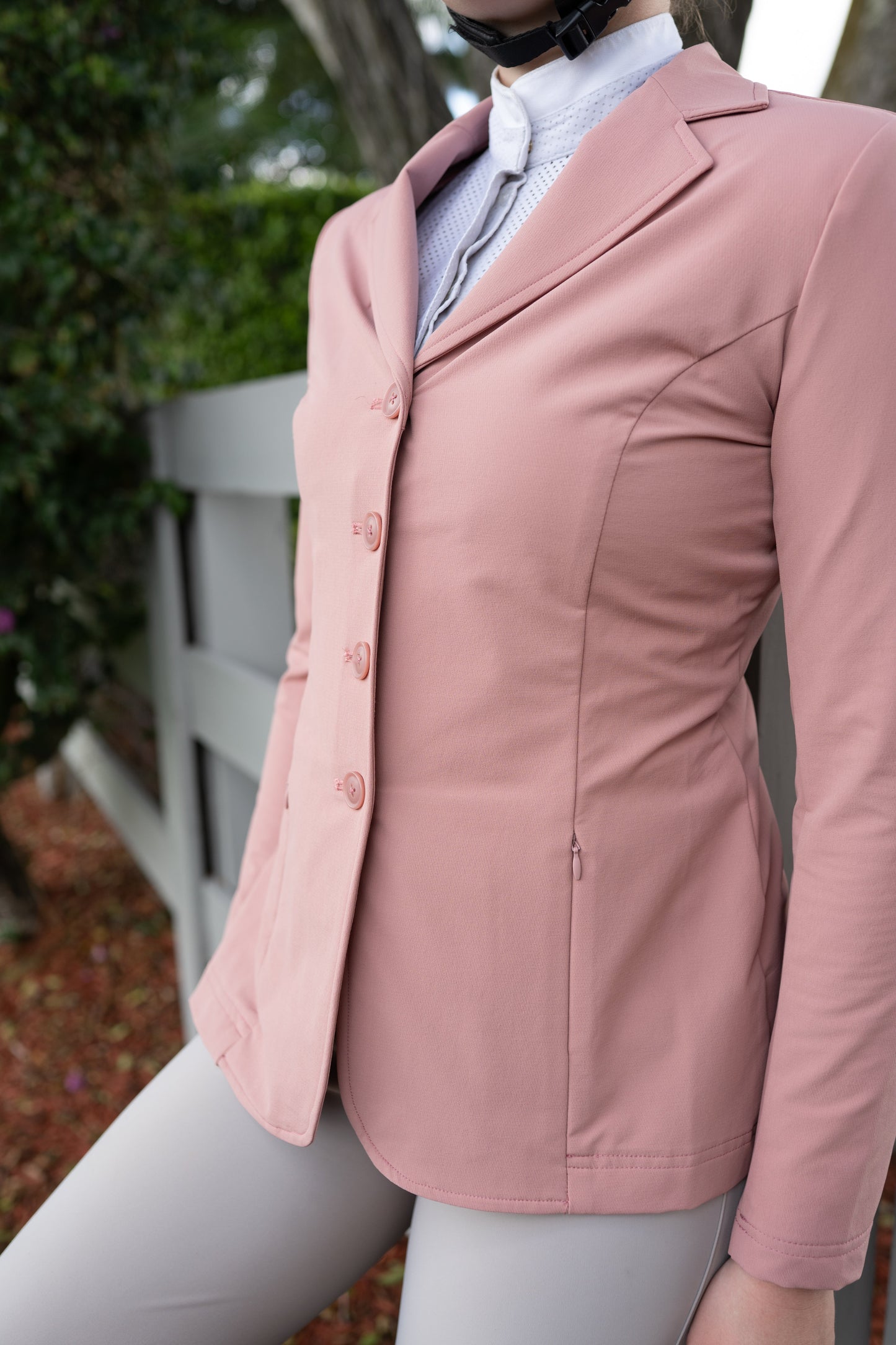 Grand Prix Quinn Show Jacket, 4 Button Front with Hidden Zipper Closure, Rose