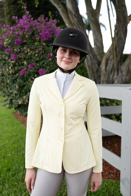 Grand Prix Quinn Show Jacket, 4 Button Front with Hidden Zipper Closure, Butter