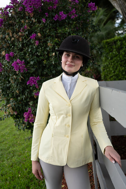 Grand Prix Quinn Show Jacket, 4 Button Front with Hidden Zipper Closure, Butter