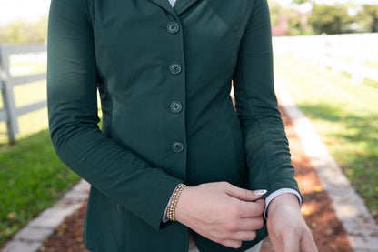 Grand Prix Quinn Show Jacket, 4 Button Front with Hidden Zipper Closure, New Green