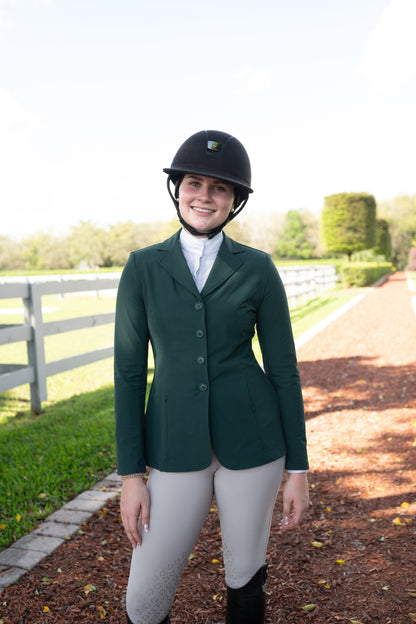 Grand Prix Quinn Show Jacket, 4 Button Front with Hidden Zipper Closure, New Green