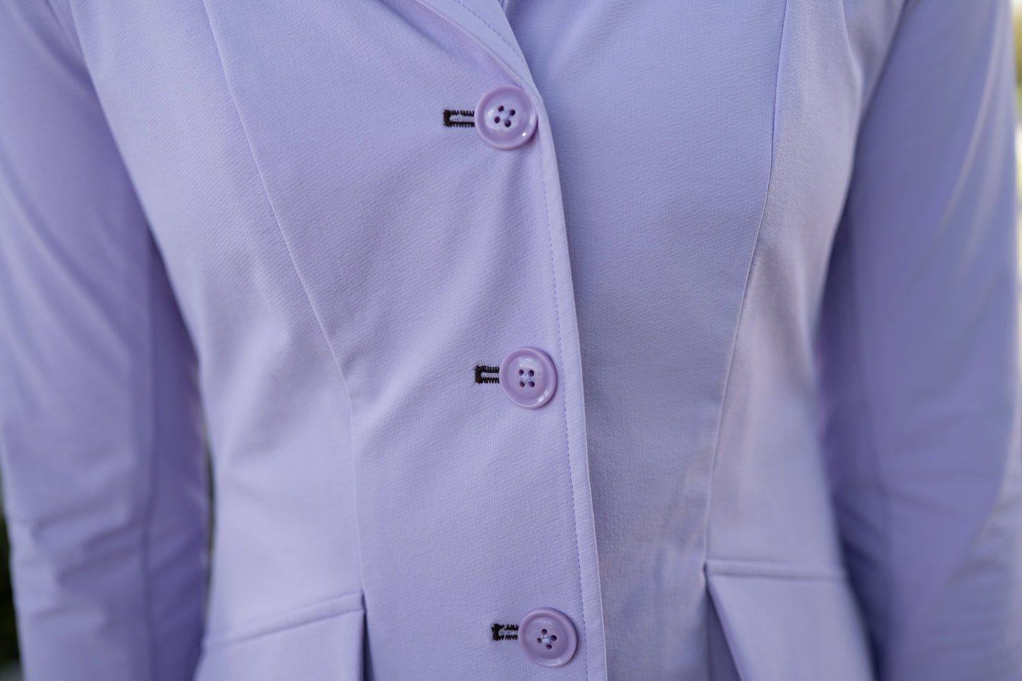 Grand Prix Ladies EQJ 3 Button Show Coat, Lilac with Chocolate Collar
