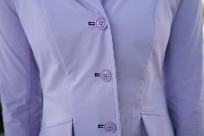 Grand Prix Ladies EQJ 3 Button Show Coat, Lilac with Chocolate Collar