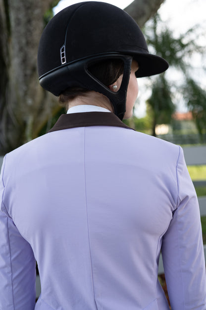 Grand Prix Ladies EQJ 3 Button Show Coat, Lilac with Chocolate Collar