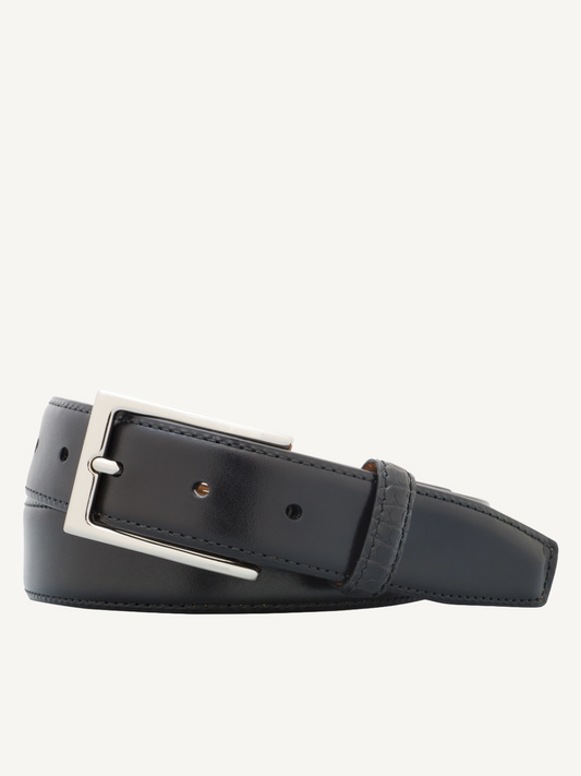 Black Genuine Leather Belt with Alligator Detail | 1 1/4" Width
