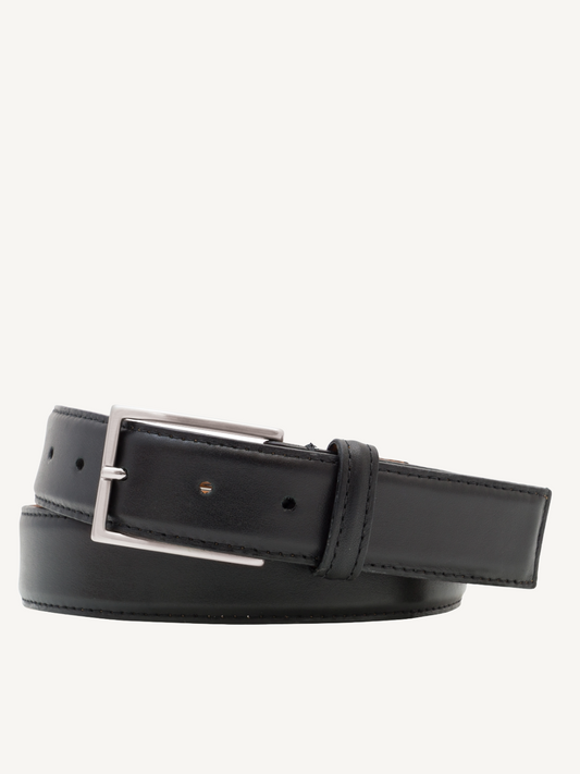 Black Smooth Leather Belt with Square End | 35mm Width