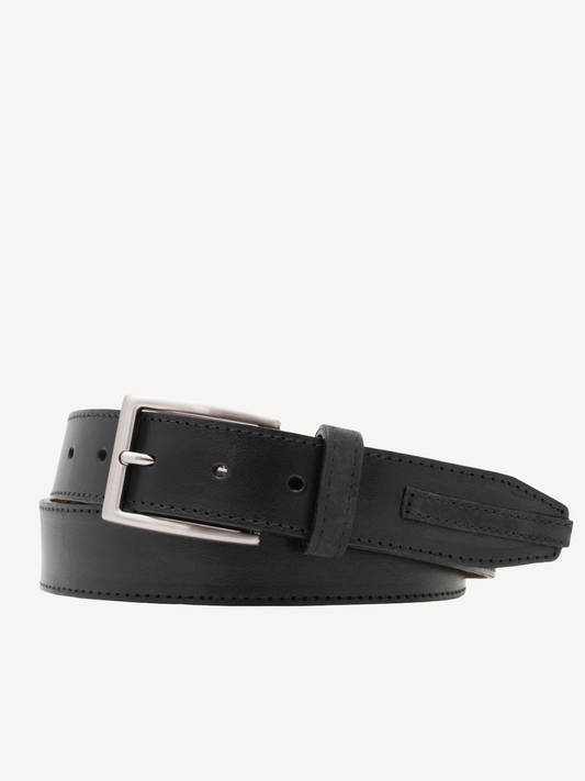 Black Glazed Nappa with Nubuck Detail | 35mm Width
