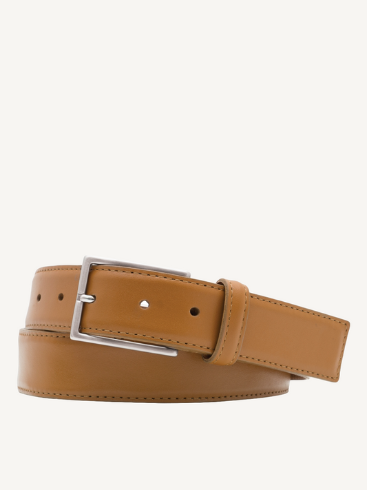 Cognac Smooth Leather Belt with Square End | 35mm Width