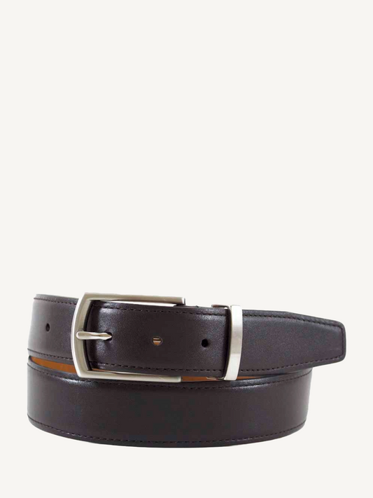 Brown Glazed Nappa Leather with Nickel Loop | 35mm Width