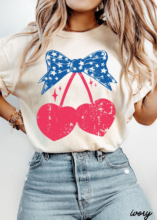 Cherry Coquette Stars Tee *5 Colors (S-3X)