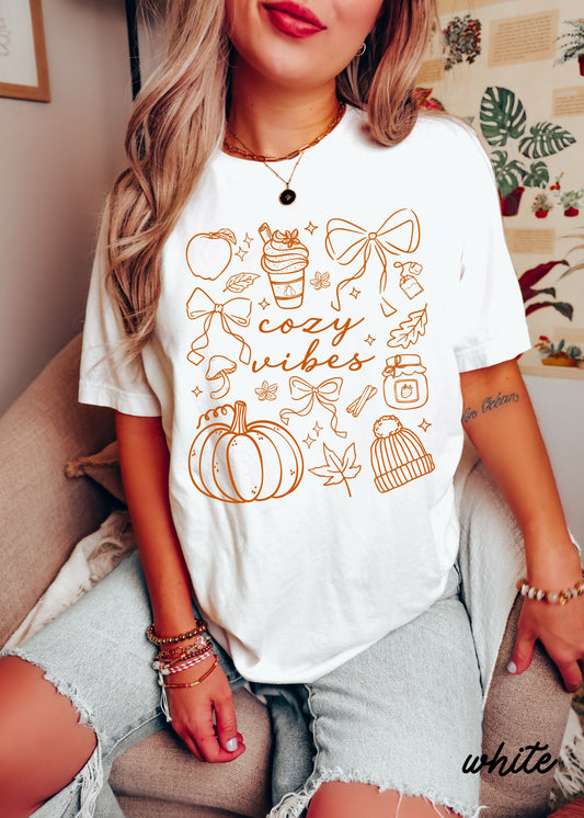 Cozy Vibes Doodle Tee *6 Colors (S-3X)