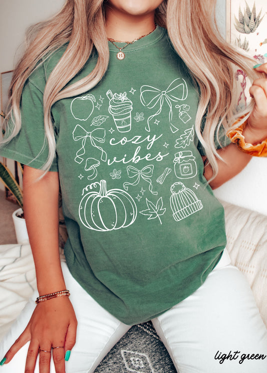 Cozy Vibes Doodle Tee *6 Colors (S-3X)