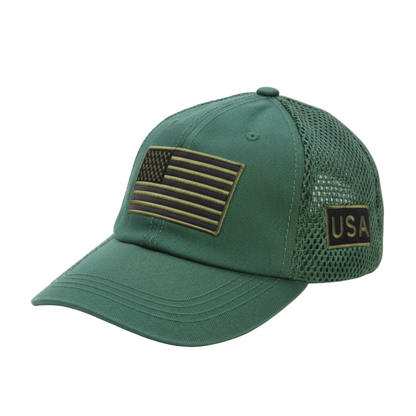 USA Tactical Trucker Cap – Double Mesh Back American Flag Hat
