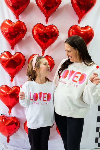 Loved John 3:16 Ladies Boxy Crewneck Sweatshirt