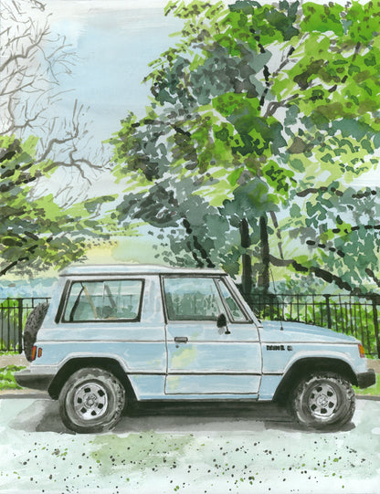 Dodge Raider Painting, Classic Car, Street Scene
