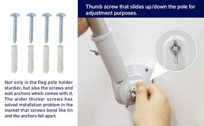 Adjustable Aluminum Flagpole Bracket - White