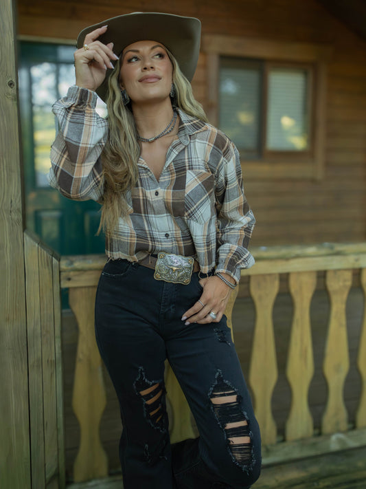 Rory Plaid Cropped Flannel