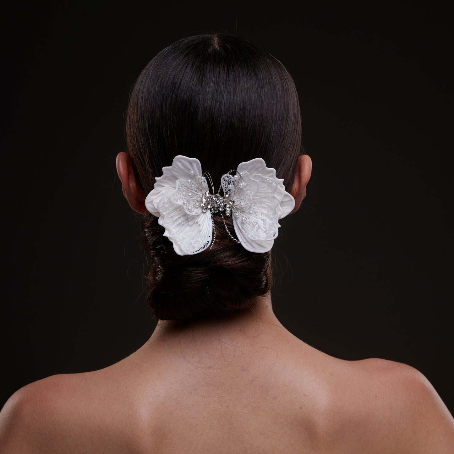 White Butterfly Flower Hair Comb