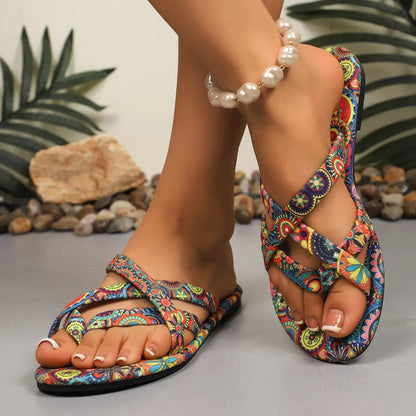 Women’s Boho Flat Printed Slippers
