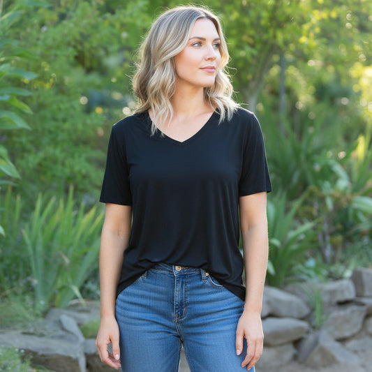 Women's Premium Lyocell V-Neck: Soft, Cool, Everyday Essential
