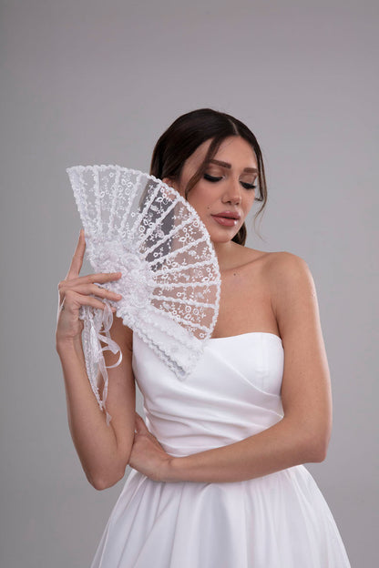 Elegant French Lace Hand Fan for Brides, Bridesmaids