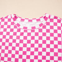 Luxury Checkerboard T Shirt and High Waist Skorts Set
