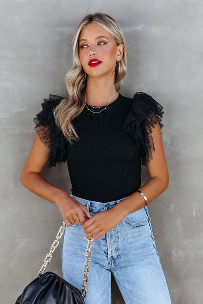 Pink Layered Ruffle Knit Blouse